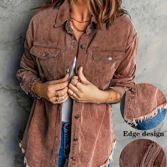 European And American Style Women Retro Washed Denim Jacket Casual With Hem