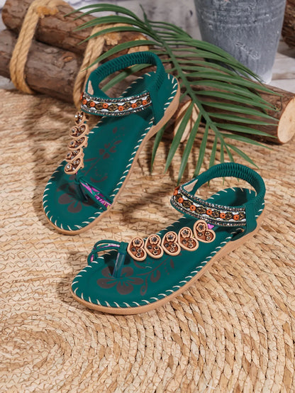 Sandali Donna Bohémien Estivi con Strass e Perline – 2 Colori
