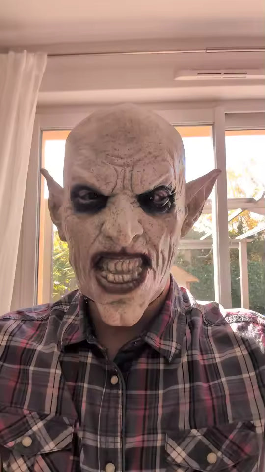 🧛‍♂️ Maschera Nosferatu Vampiro Grigio in Lattice – Halloween,Horror Party
