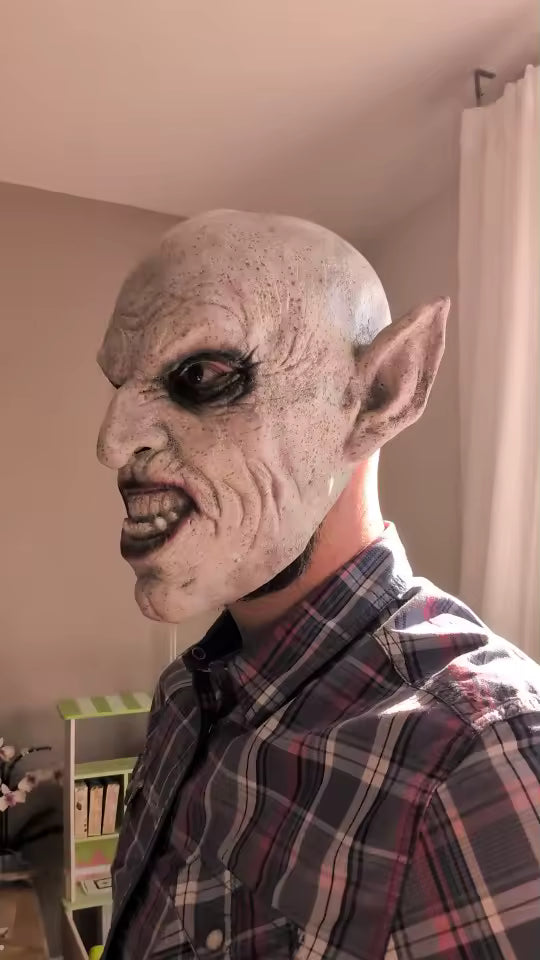 🧛‍♂️ Maschera Nosferatu Vampiro Grigio in Lattice – Halloween,Horror Party
