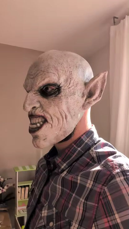 🧛‍♂️ Maschera Nosferatu Vampiro Grigio in Lattice – Halloween,Horror Party