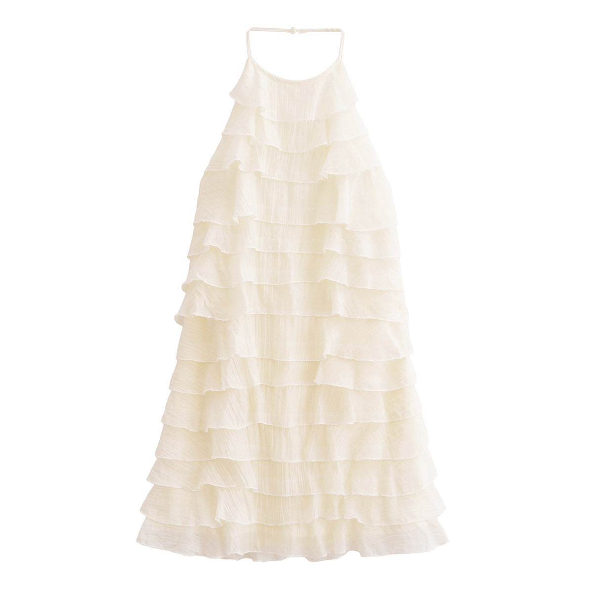 European And American Women's Summer Casual Laminated Decoration Sleeveless Hanging Collar Dress