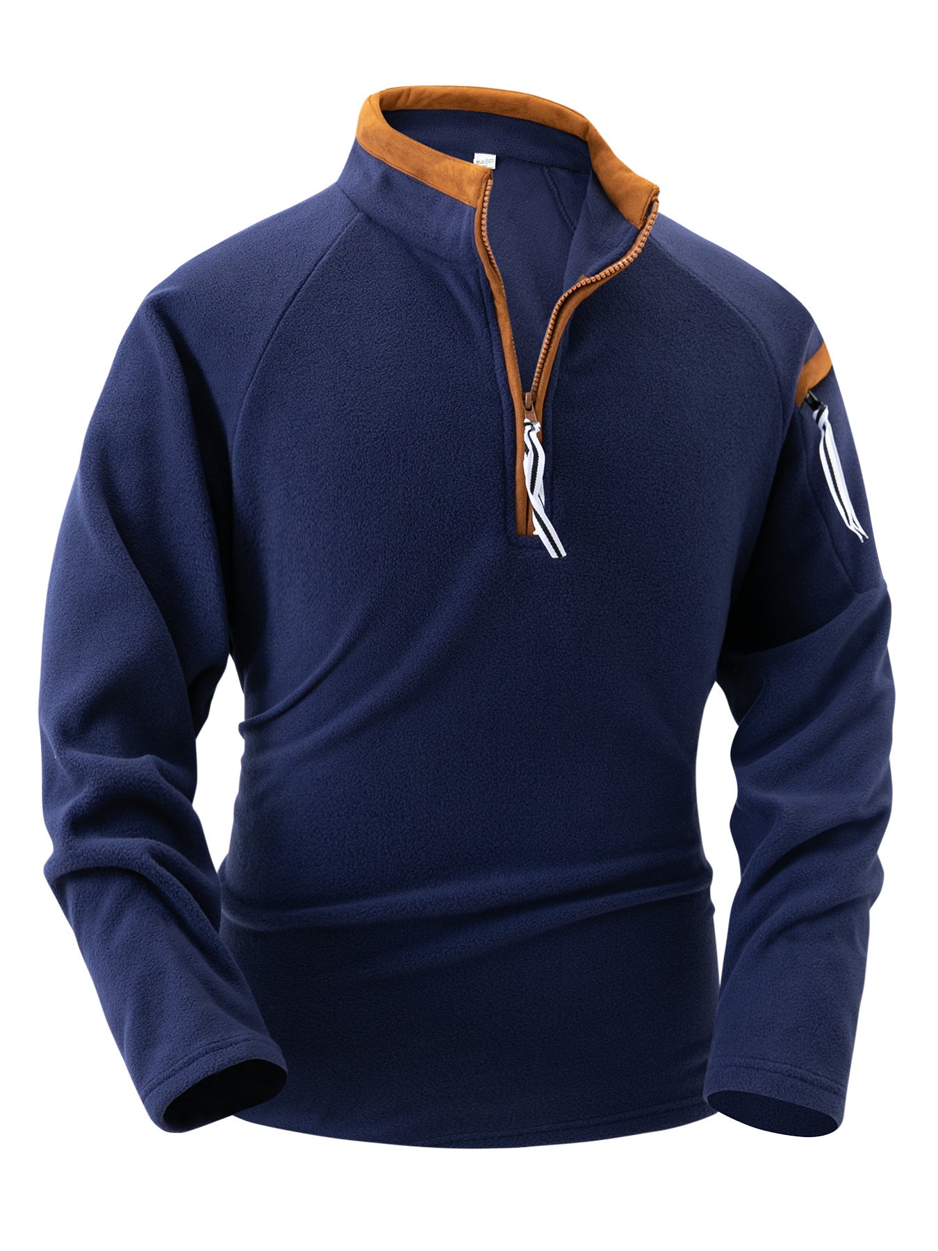 Stand Collar Half Zip Long Sleeve Tactical Arm Zipper Sweater