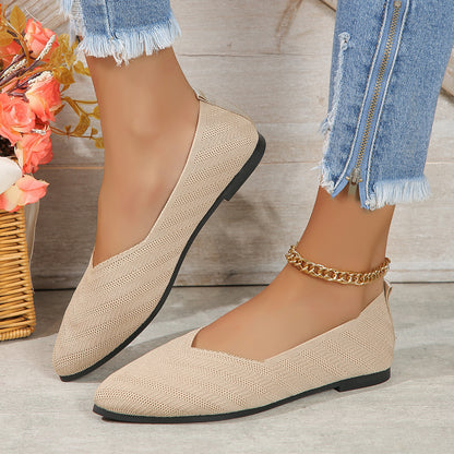 Plus Size Shallow Mouth Flyknit Pumps Popular Pointed-toe Slip-on