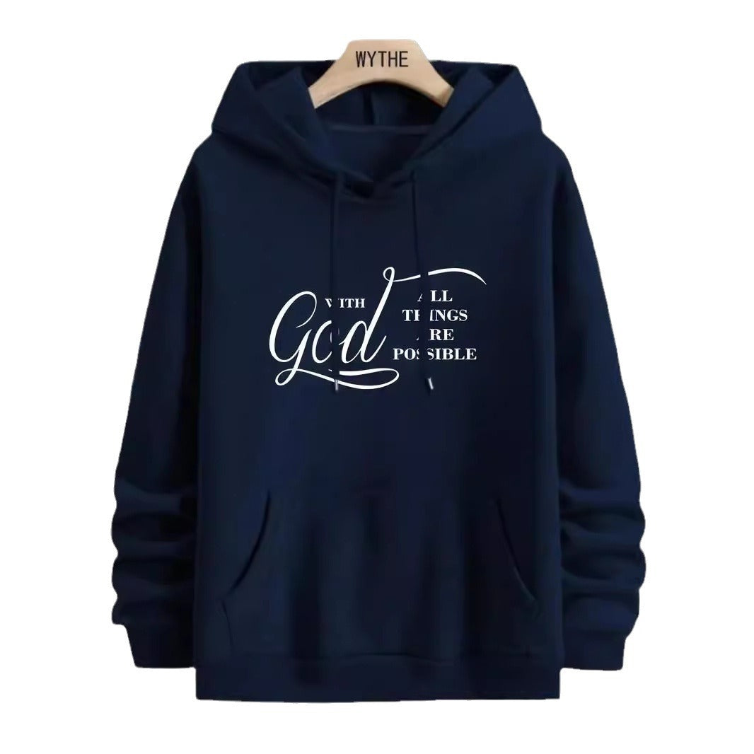 New Text Printing Plus Velvet Fallwinter Hoodie