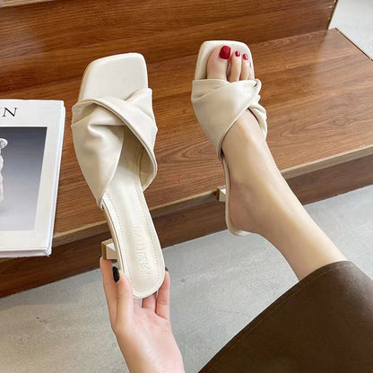 Simple High Heel Shoes Outdoor Semi-slippers