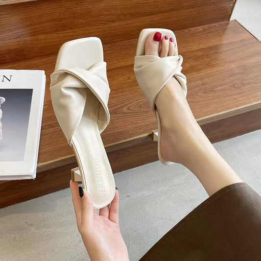 Simple High Heel Shoes Outdoor Semi-slippers