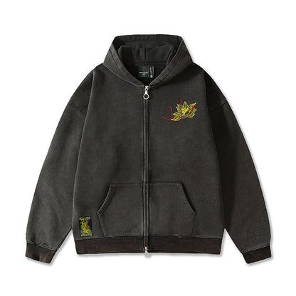 Autumn And Winter Fleece-lined Vintage Chinese Style Embroidered Hoodie