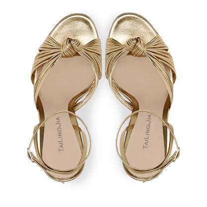 European And American Ladies Plus Size Light Gold PU Stiletto Heels