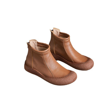 First Layer Cowhide Flat Online Leisure Women's Ankle Boots