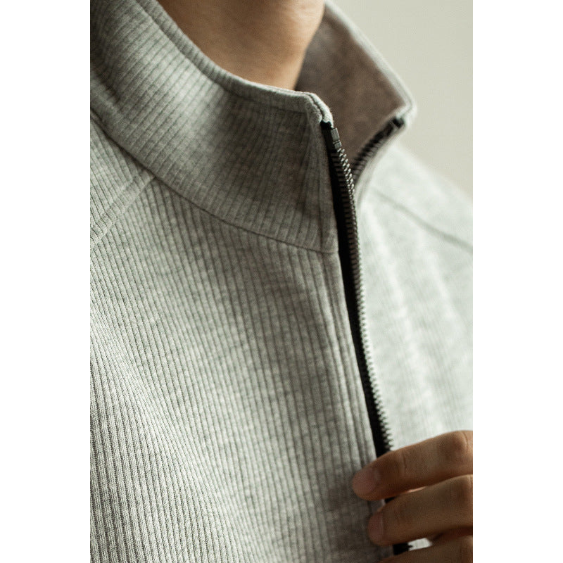 Maillard Double Zipper Raglan Sleeve Long Sleeve Coat For Men
