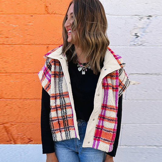 Row Multi-buckle Trendy Multi-color Printed Vest