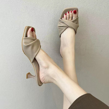 Simple High Heel Shoes Outdoor Semi-slippers