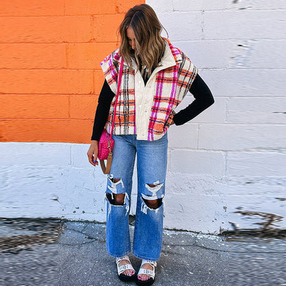 Row Multi-buckle Trendy Multi-color Printed Vest