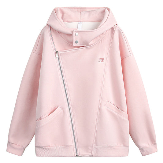Irregular Zipper Hooded Sweater Spring Niche