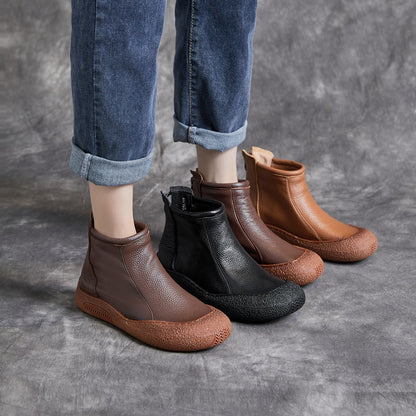 First Layer Cowhide Flat Online Leisure Women's Ankle Boots