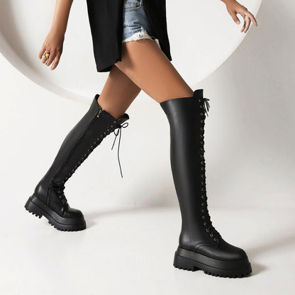 Punk Autumn And Winter Lace-up Martin Boots Platform