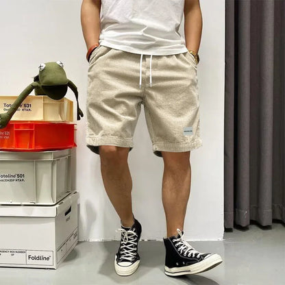 Pantaloncini estivi a coste con elastico in vita