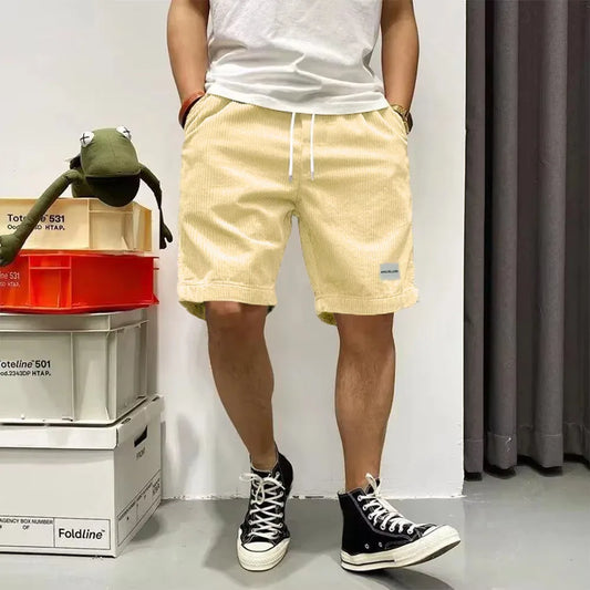 Pantaloncini estivi a coste con elastico in vita