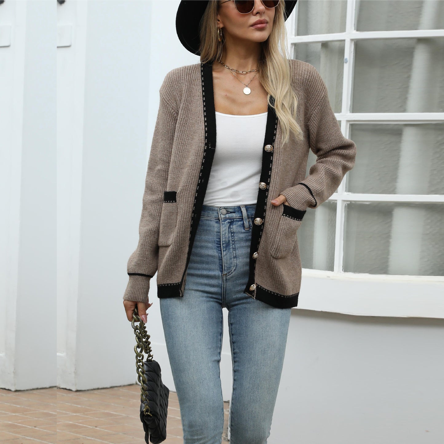 Idle Style Casual Knitted Long Sleeve Cardigan Coat