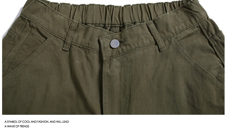 Workwear Rivet Shorts a Gamba Larga – Casual Loose, Vita Media