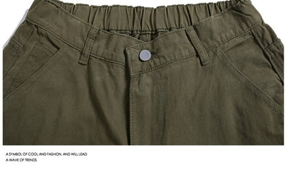 Workwear Rivet Shorts a Gamba Larga – Casual Loose, Vita Media