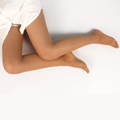 Women's Open Toe Rhinestone Romper Mesh Socks