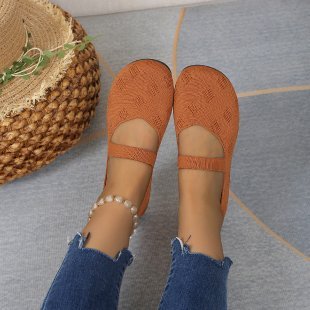 Doug Shoes Round Head Comfortable Flat Flying Woven Pumps