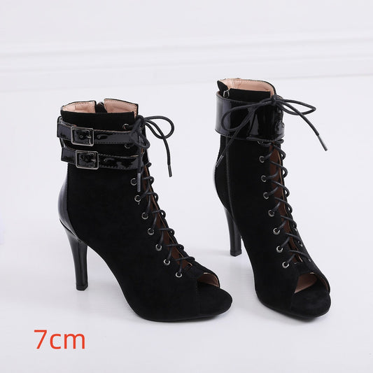 👠 Sandali Stiletto Peep Toe Mesh Tacco 7-9cm Eleganti