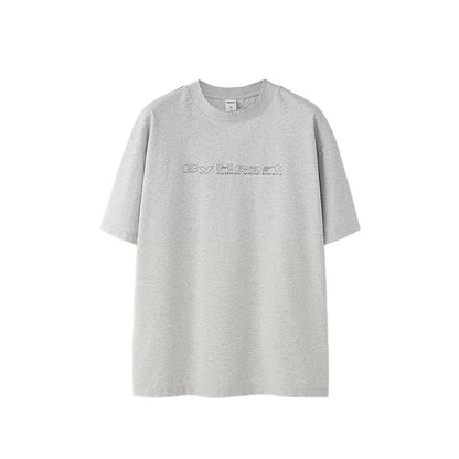 Worn Washed Embroidered T-shirt American Retro