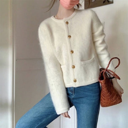 Women's Short Shoulder Knitted Cardigan Idle Style Casual Jacket