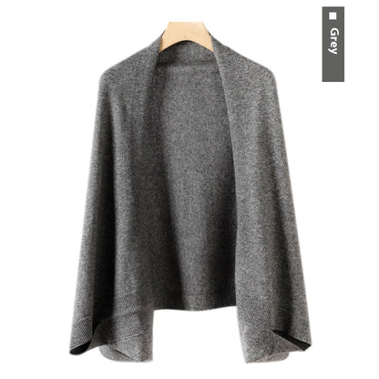 Women's Cashmere Shawl Knitting Cape Dual Purpose Scarf