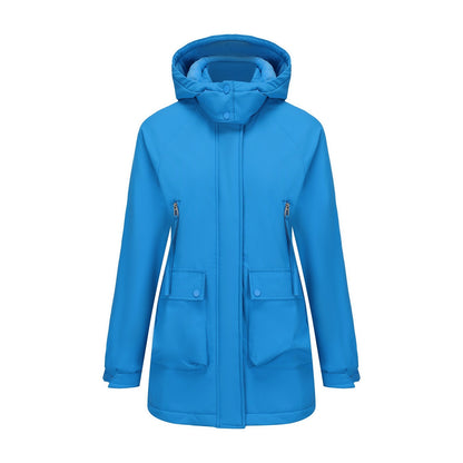 Parka Fleece Padded Coat Shell Jacket Waterproof Lady Fall Winter Coat