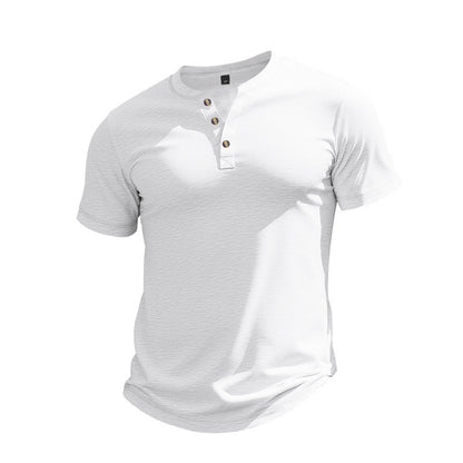 Muscle Bamboo Retro Henley Shirt Short Sleeve