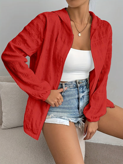 Solid Color Casual Zipper Long Sleeve