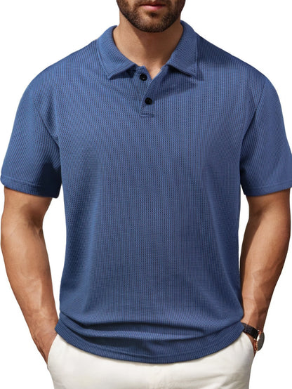 Men's Casual Striped Lapel Short Sleeve
