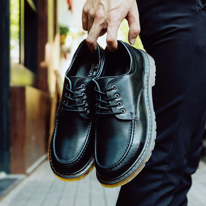 Men's Low Top British Leather Tooling Casual Leather Shoes
