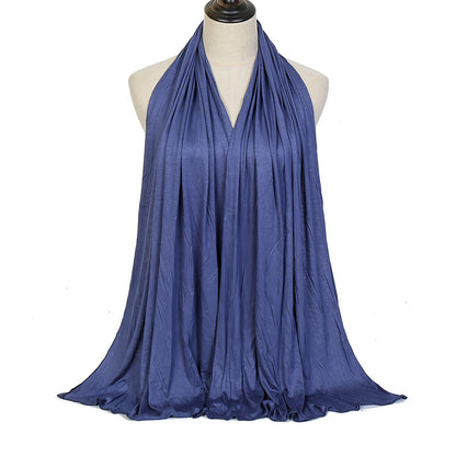 Pure Color Mercerized Cotton Headscarf Warm Shawl