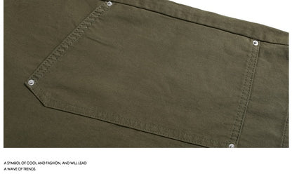 Workwear Rivet Shorts a Gamba Larga – Casual Loose, Vita Media