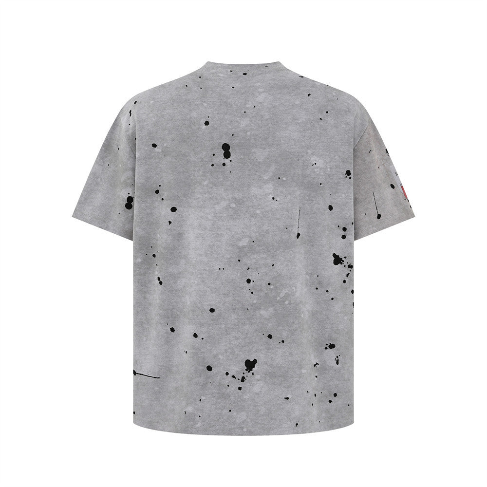 Digital Direct Injection American-style Distressed Printed Short-sleeved T-shirt For Men