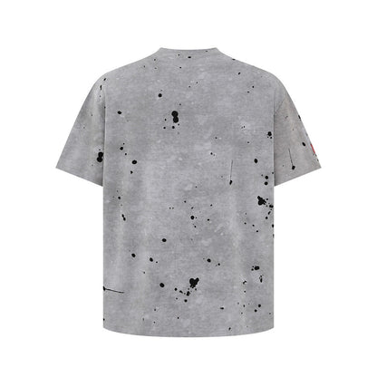 Digital Direct Injection American-style Distressed Printed Short-sleeved T-shirt For Men