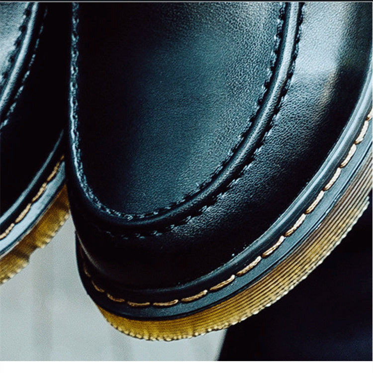 Men's Low Top British Leather Tooling Casual Leather Shoes