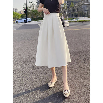 Women's Mid-length Skirt High Waist Pleated Skirt