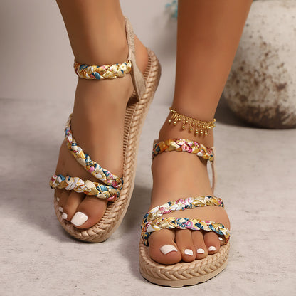 Plus Size Women's Shoes Fashion Thin Strap Flat Sandals