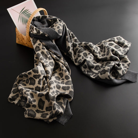 🐆 Sciarpa donna effetto cashmere leopardata, calda e lunga