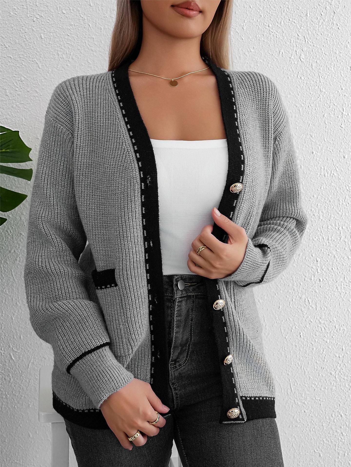 Idle Style Casual Knitted Long Sleeve Cardigan Coat