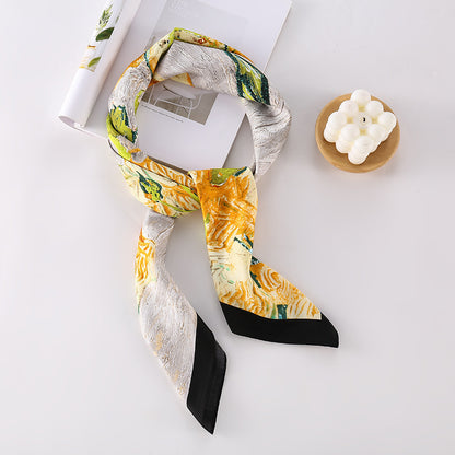 Fashion Gorgeous Printing Mesh Red Style Contrast Color Silky Scarf