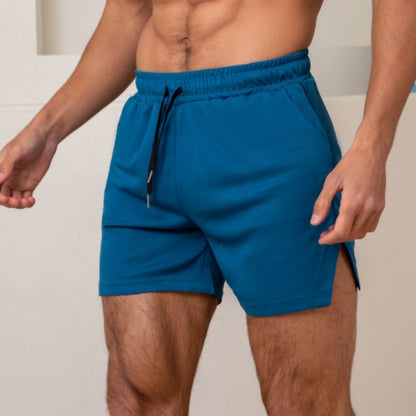 Shorts sportivi da uomo in mesh traspirante, tinta unita  fitness, running e