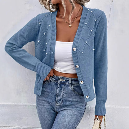 Autumn And Winter Women's Cardigan Sweater V-neck