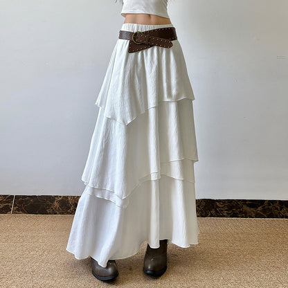 Vacation Style Low Waist Multi-layer Irregular Stitching Skirt